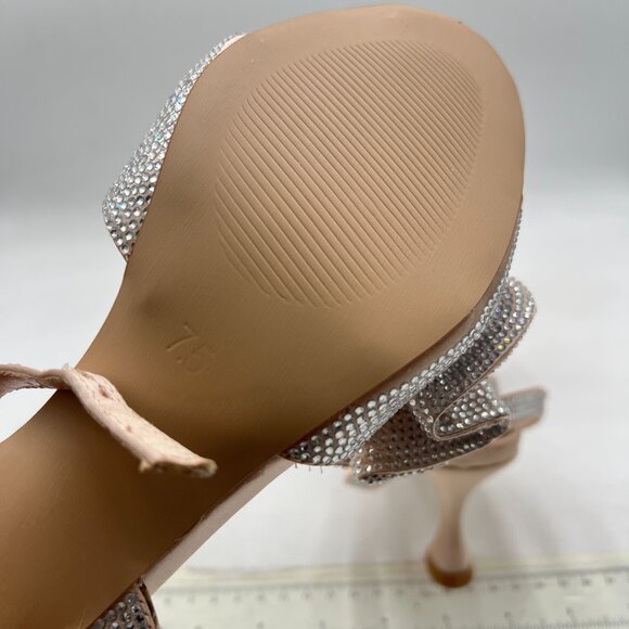 Milooey Shoe Rhinestone Bow Sandal Crystal Ankle Strap Kitten Heel Party Shoe - Picture 6 of 8